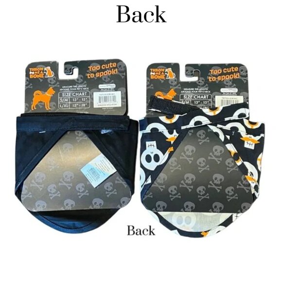 Throw Me A Bone Pet Bandana. Set of two. Halloween. Velcro closure. Size S/M - Picture 2 of 3